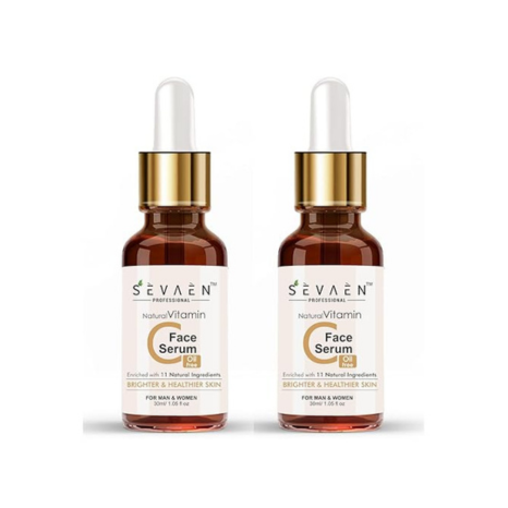 Sevaen Vitamin C Face Serum Enrich with 11 Natural ingredients - 30 ml Each (Pack of 2)