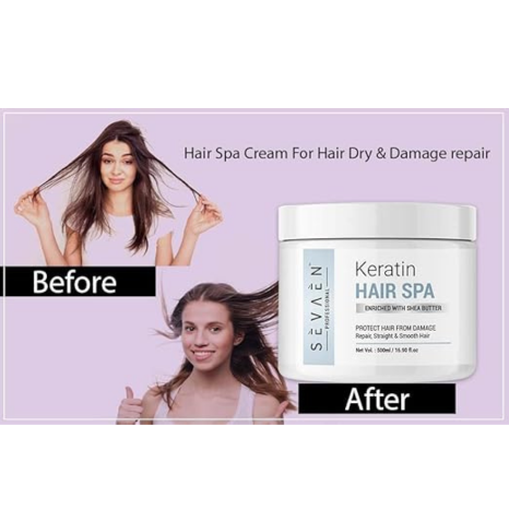 Sevaen Keratin Hair Spa Cream Floral For Hair Dry - 500 gms