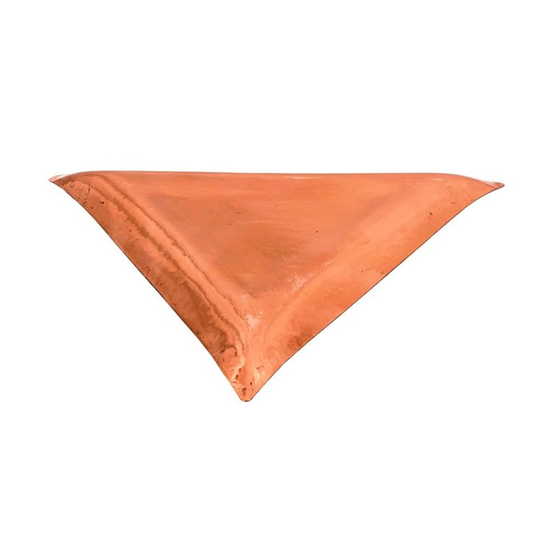 Indian Art Villa Hammered Copper Triangular Serving Tray Length 12.5" Inch Brown - 592 gms