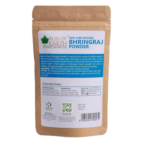 Bliss of Earth Bhringraj Powder Orgnaic Herbal - 100 gms Each (Pack of 2)