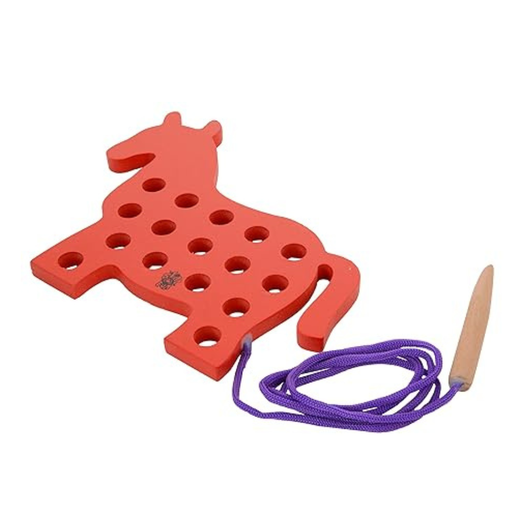 Skillofun Wooden Sewing Toy Horse Multi Color Eco-Friendly & Non-Toxic Perfect for Toddlers