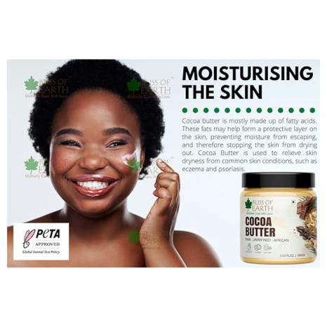 Bliss of Earth Cocoa Butter Pure Organic African Raw For Body Lotion - 100 gms Each (Pack of 2)