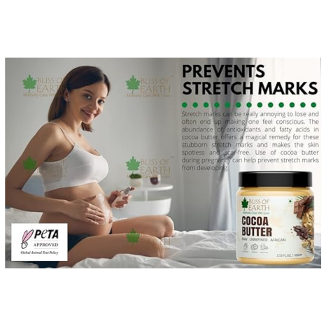 Bliss of Earth Cocoa Butter Pure Organic African Raw For Body Lotion - 100 gms Each (Pack of 2)