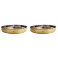 Indian Art Villa Indianartvilla Brass Steel Thali Plate Dinnerware | 13.4'' Inch, 2 Pieces