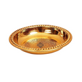Indian Art Villa Embossed Design Brass Rice Plate Pudding Plate Diameter 4.5" Inch - 150 gms