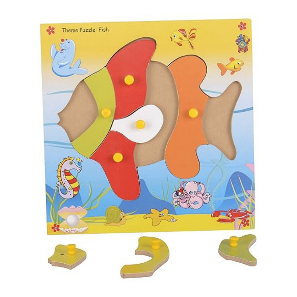 Skillofun Wooden Theme Puzzle Standard Fish Knobs Multi Color