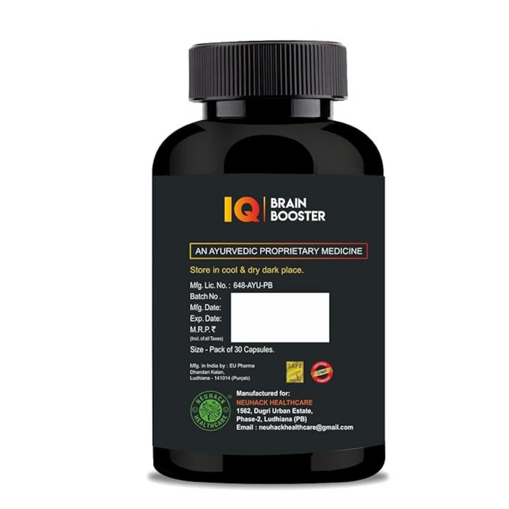 Neuhack IQ Brain Booster with Ashwagandha & Brahmi - 30 caps