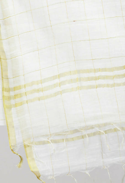 Mominos Fashion Moeza Women's Cotton Zari Box White Dupatta