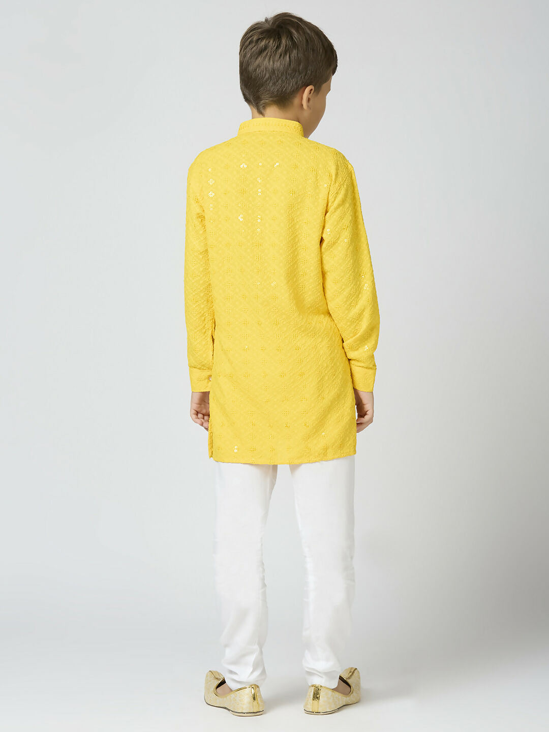 Joban Fashion Kids Island Full Sleeves Cotton Kurta and Pyjama Set with Sequin work - Yellow