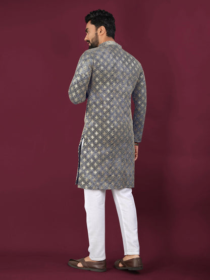 Anaita Navy Chikankari Work Viscose Rayon Straight Kurta