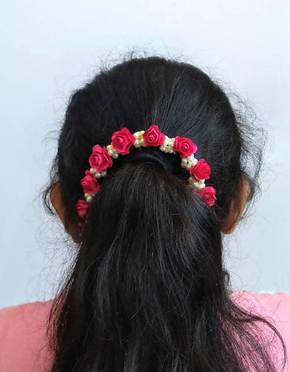 Pink Moti Style Hair Gajra