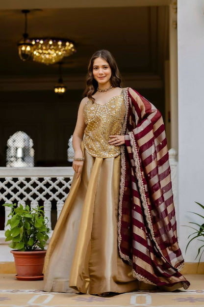 Teeya Creation Multi Color Pure Banarasi Viscose Designer Mirror Work Lehenga Choli