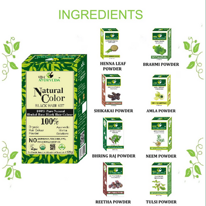 VedicAyurveda Natural Color Black Hair Kit