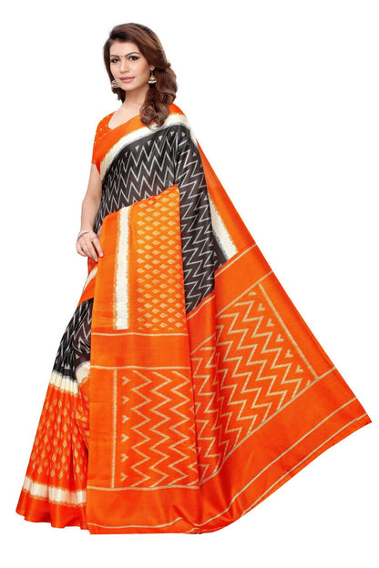 Vamika Orange & Multicolor Kalamkari With Jhalar Khadi Silk Saree