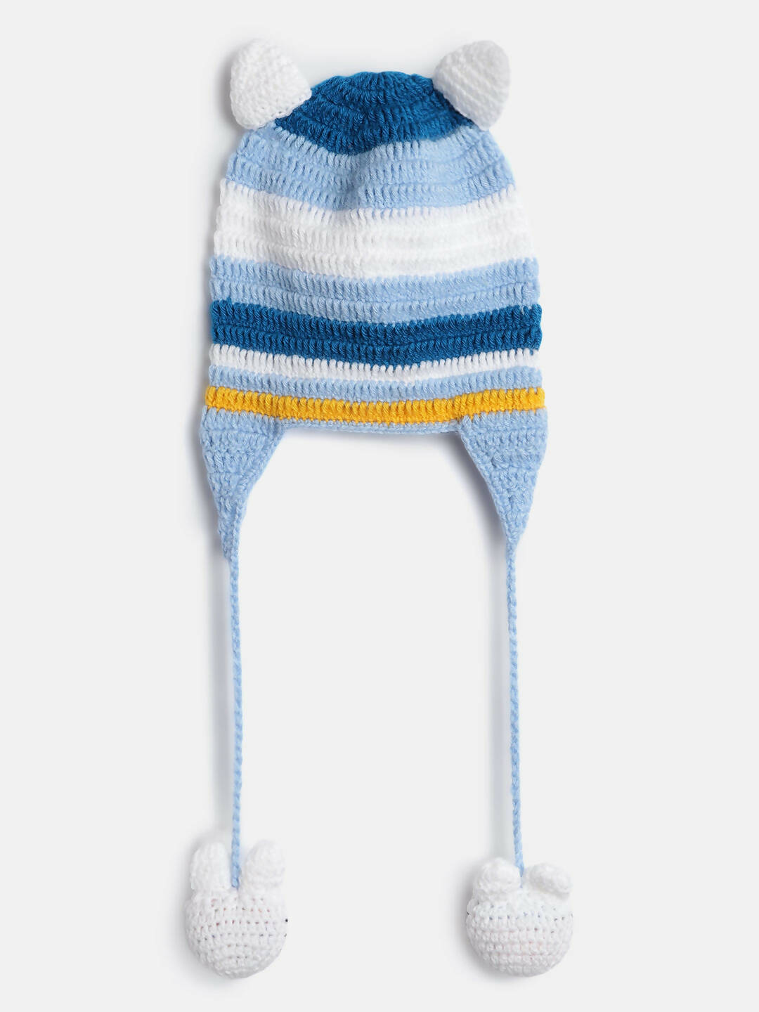Chutput Kids Woollen Hand Knitted Cat Detail Cap - Blue