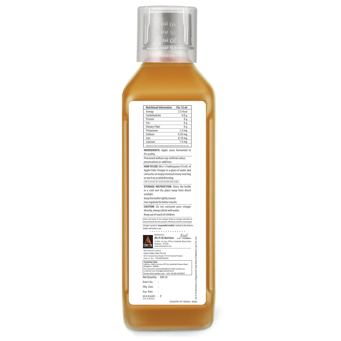AS-IT-IS Nutrition Raw Apple Cider Vinegar with Mother