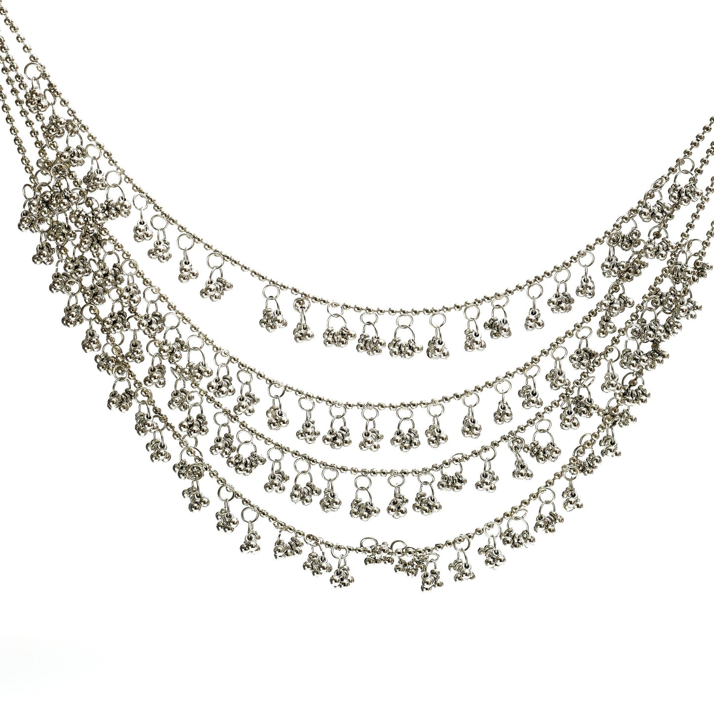 Mominos Fashion Johar Kamal Oxidised Silver-Plated Brass Finish Ghungroo Necklace with Earrings For Women