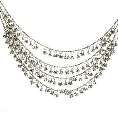 Mominos Fashion Johar Kamal Oxidised Silver-Plated Brass Finish Ghungroo Necklace with Earrings For Women