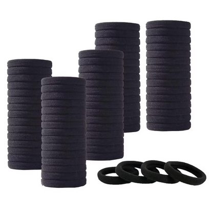 Bronson Professional Hair Rubber Bands Ponytail Holder with Storage Box - Black