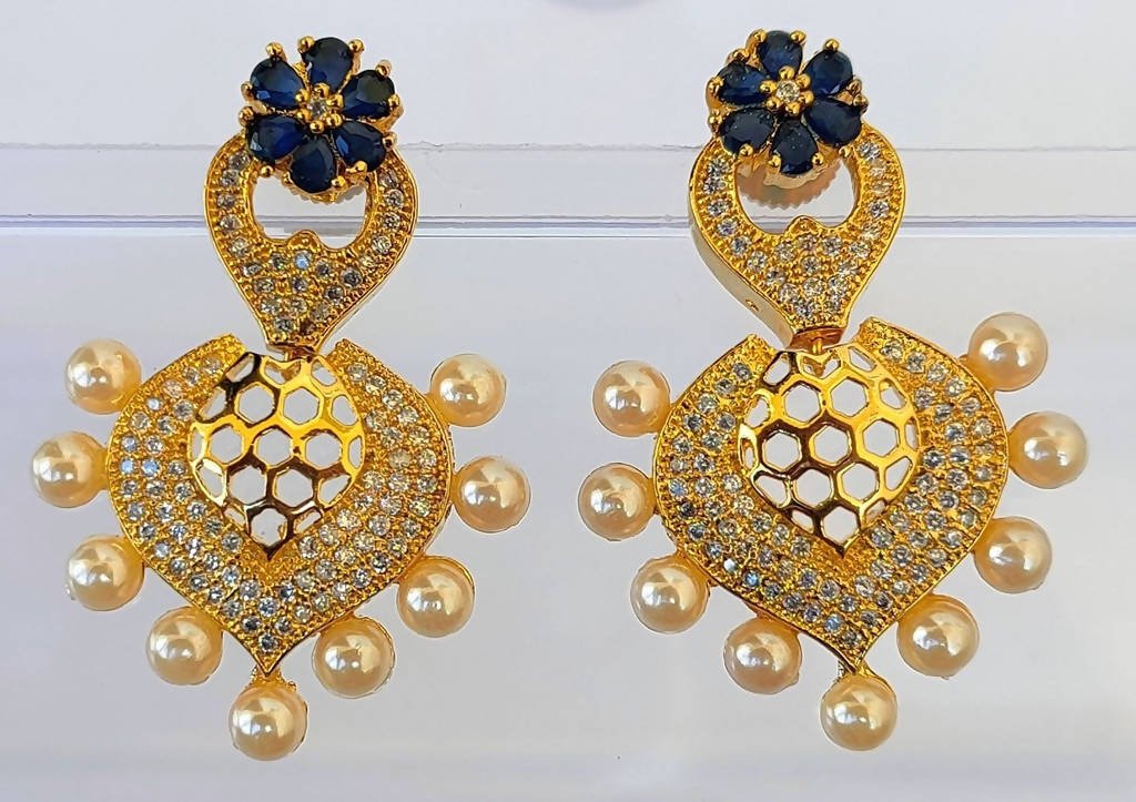 Ad Designer Earrings with Blue Stone