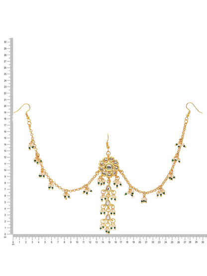 Ruby Raang Gold Flower Kundan Hair Jewelry