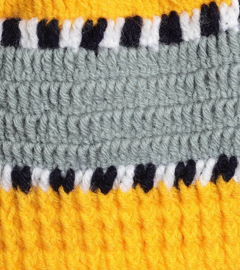 Chutput Kids Woollen Hand Knitted Self Desgin Detailed Cap - Yellow