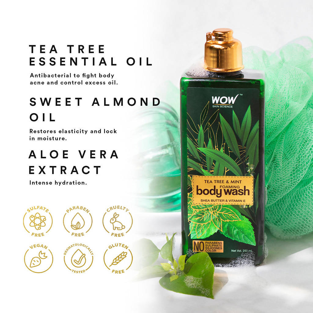 Wow Skin Science Tea Tree & Mint Foaming Body Wash - 250 ml