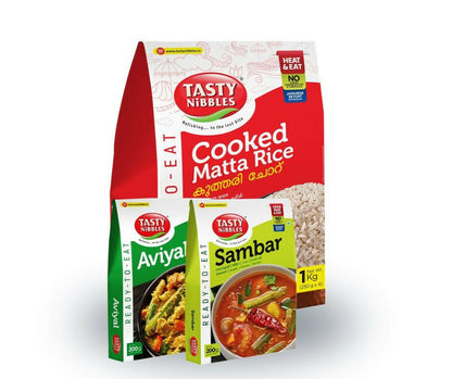 Tasty Nibbles Cooked Matta Rice | Sambar and Aviyal