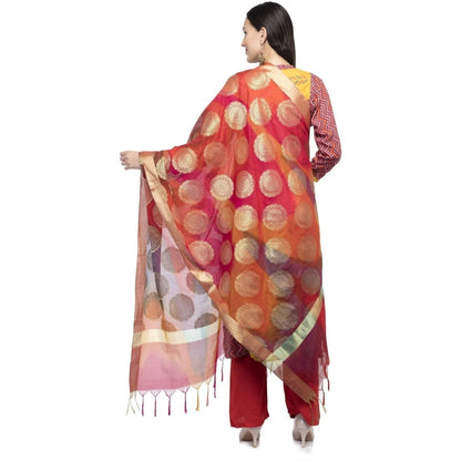 A R Silk Women's Vanarsi Silk Zari Embroidery With Rainbow Colour Multi Rainbow Fancy Dupatta