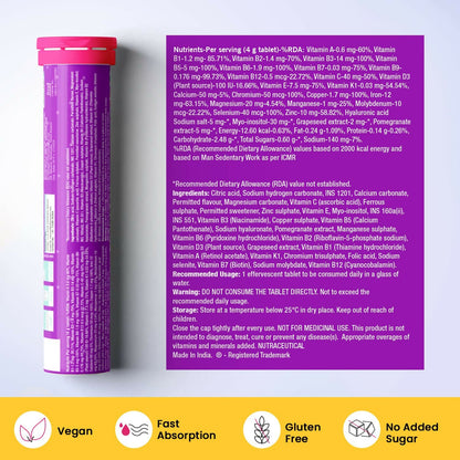 Chicnutrix Beautymins Effervescent Tablets - 26 Vitamins & Minerals Multivitamin For Women, Healthy Hair, Skin & Nails