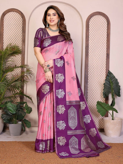 Teeya Creation New Trendy Wedding Wear Banarasi Silk Saree-Pink
