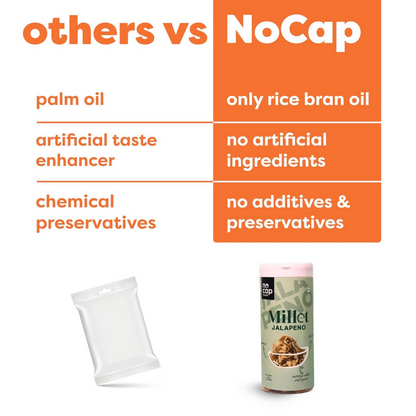 Nocap foods Guilt Free Healthy Chips - Beetroot Cream & Onion,Millet Jalapeno