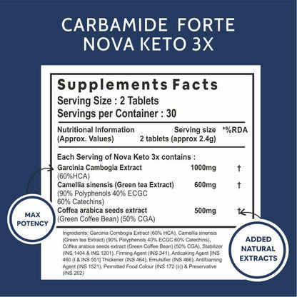 Carbamide Forte Keto-3X Fat Burner Tablets with Garcinia