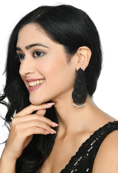 Mominos Fashion Johar Kamal Women's Latest Design Black Color Earrings