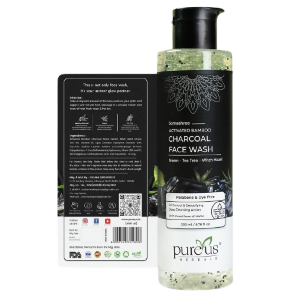 Pureus Herbals Somashree Activated Bamboo Charcoal Face Wash