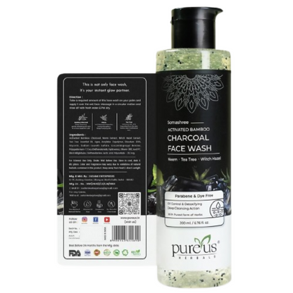 Pureus Herbals Somashree Activated Bamboo Charcoal Face Wash