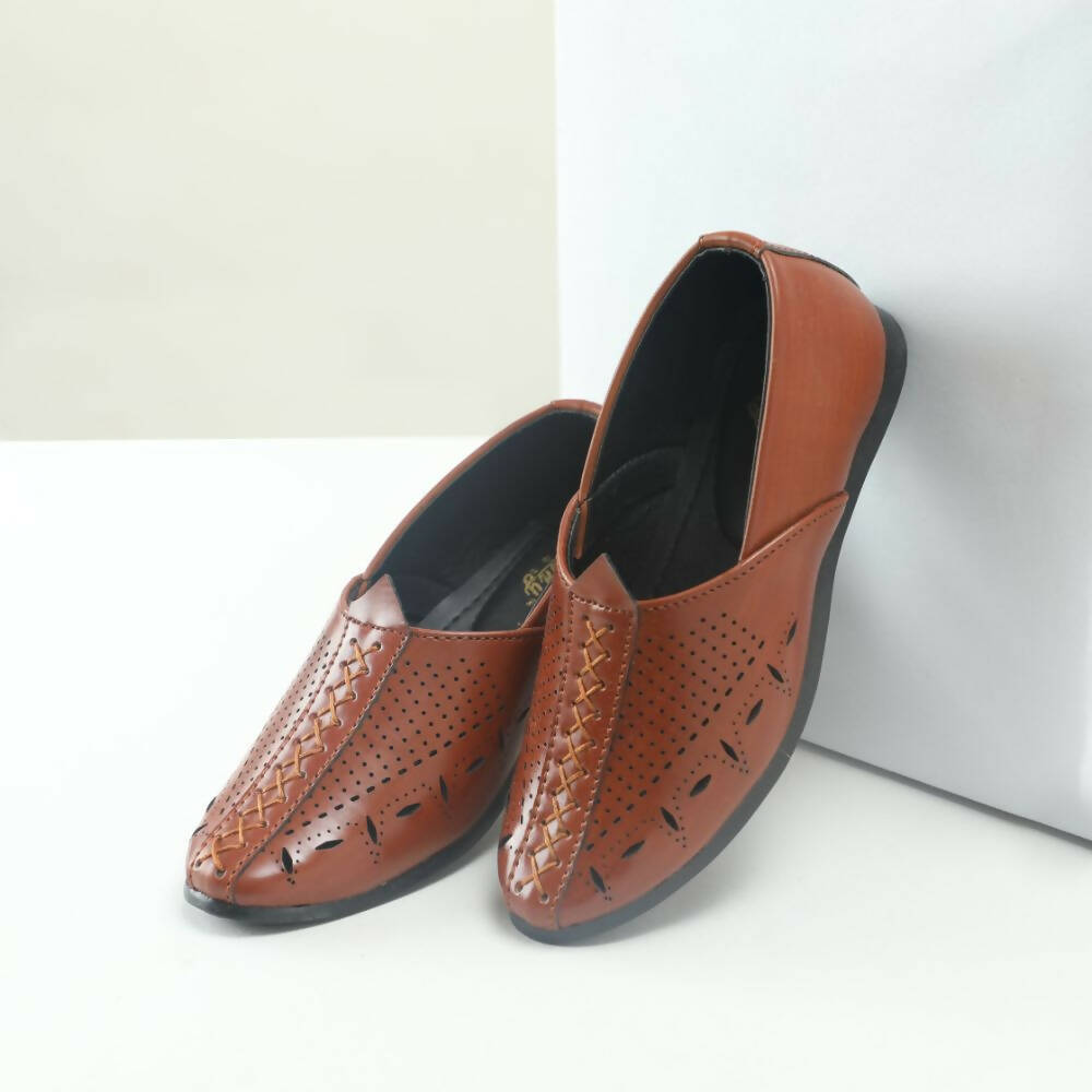 Tiny Bugs Boys Party & Ethnic Wear Mojari - Tan Color