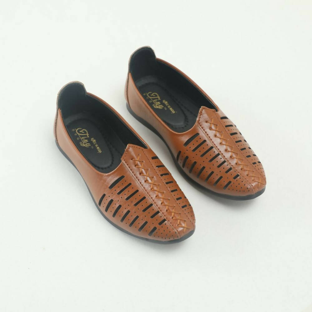 Tiny Bugs Boys Party & Ethnic Wear Mojari - Tan