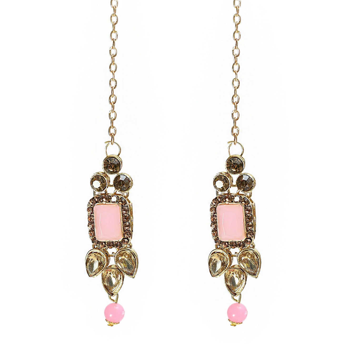 Mominos Fashion Johar Kamal Gold-Polished Brass Finish Kundan/Stone Choker For Women (Baby Pink)