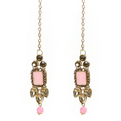 Mominos Fashion Johar Kamal Gold-Polished Brass Finish Kundan/Stone Choker For Women (Baby Pink)