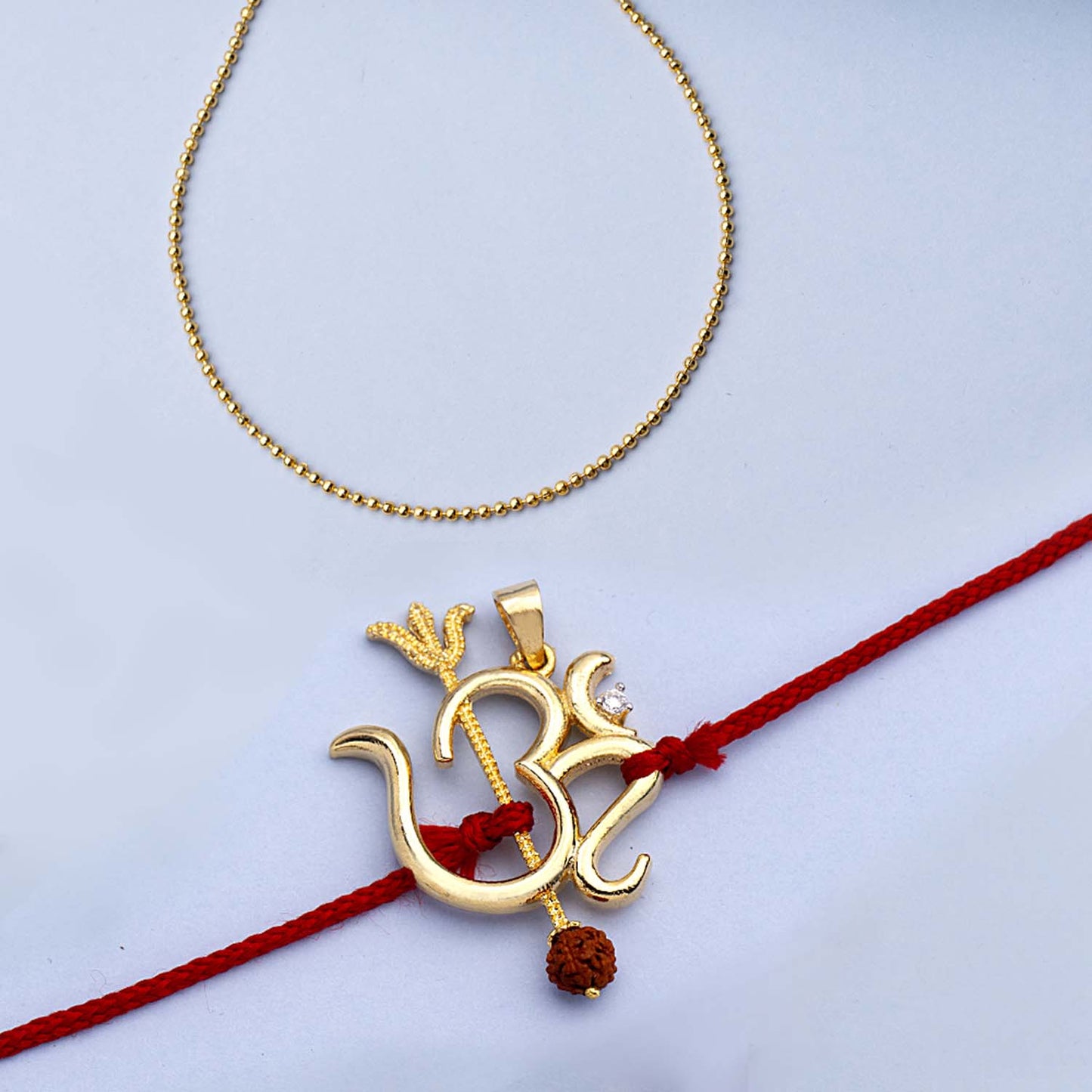 trueBrowns X Voylla Rudraksha Studded 'OM' Rakhi-Pendant
