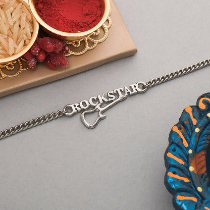 trueBrowns Stylish ROCKSTAR Silver Tone Bracelet Rakhi