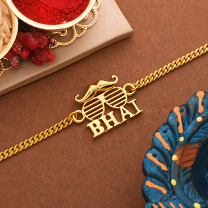 trueBrowns Bhai Gold Tone Bracelet Style Rakhi