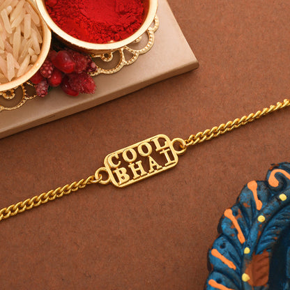 trueBrowns Cool Bhai Gold Tone Bracelet Style Rakhi