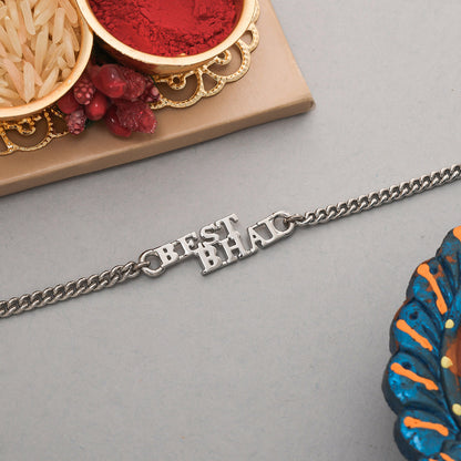trueBrowns Silver Tone Best Bhai Bracelet Style Rakhi