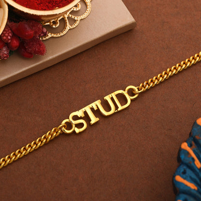 trueBrowns Stylish Gold Tone STUD Rakhi