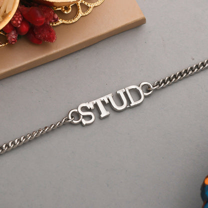trueBrowns Stylish Silver Plated Bracelet Style STUD rakhi
