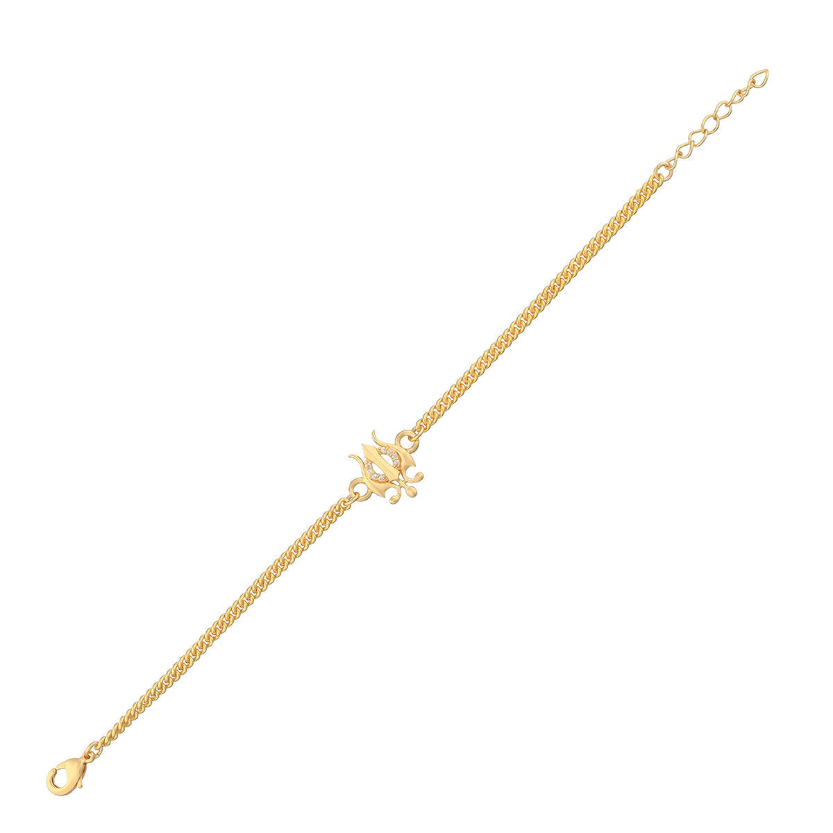 trueBrowns Yellow Gold-Polished Trishul Bracelet Rakhi