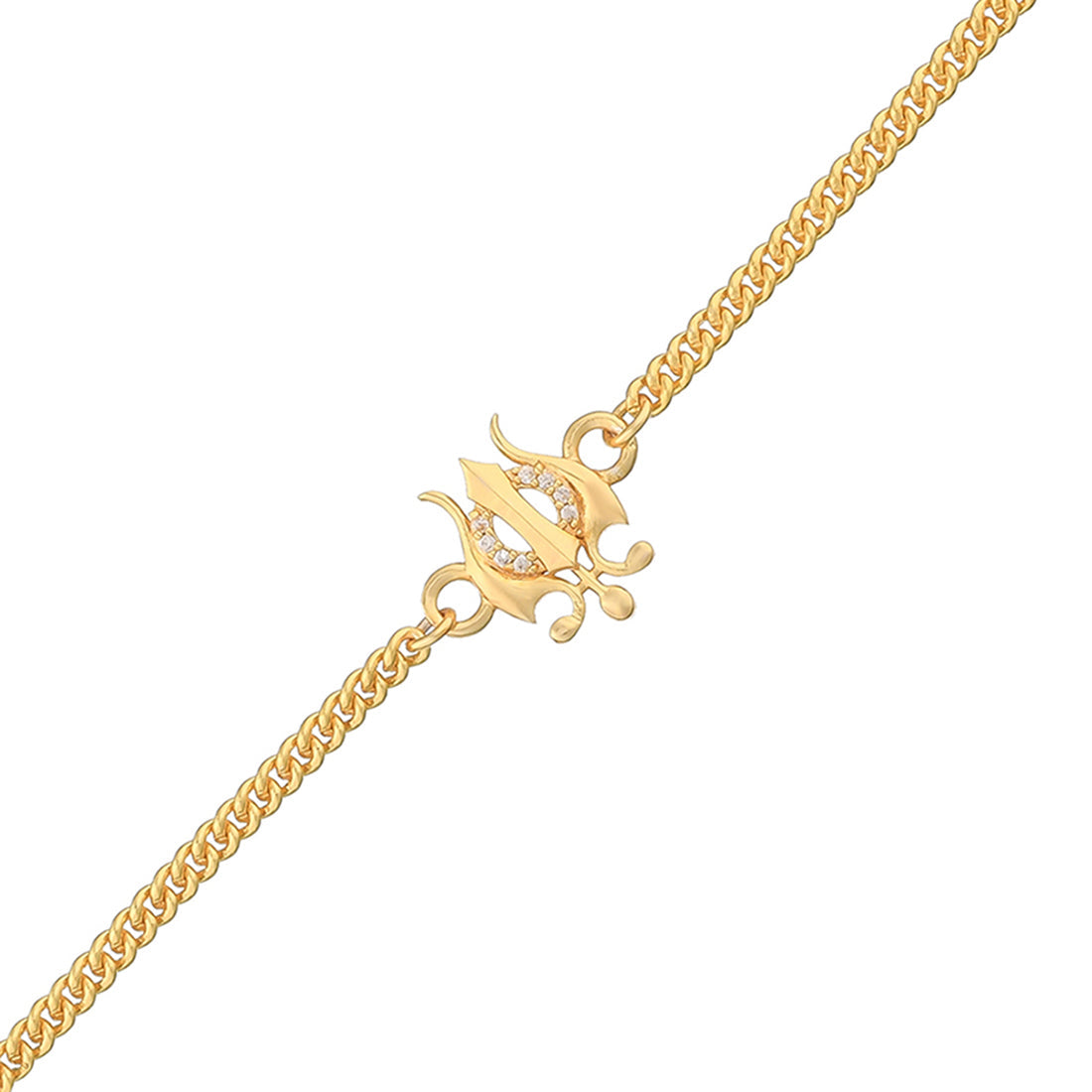 trueBrowns Yellow Gold-Polished Trishul Bracelet Rakhi