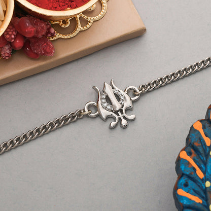 trueBrowns Trishul Silver Tone Bracelet Rakhi